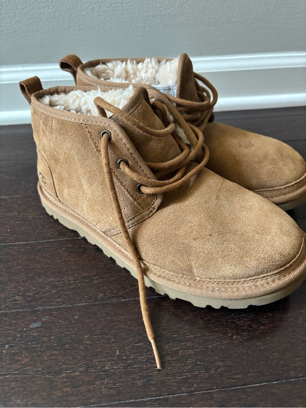UGG Chestnut Suede Shearling Lace-Up Ankle Boots